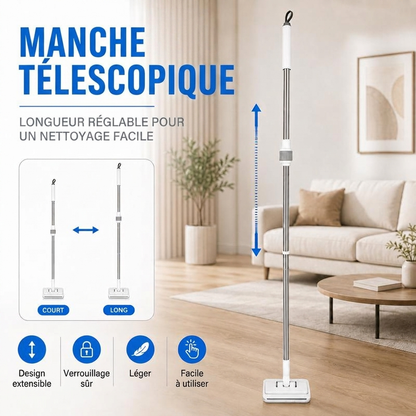 Balai à Dents de Requin - Manche télescopique · Fonctionne avec n'importe quel chiffon