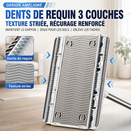 Balai à Dents de Requin - Manche télescopique · Fonctionne avec n'importe quel chiffon